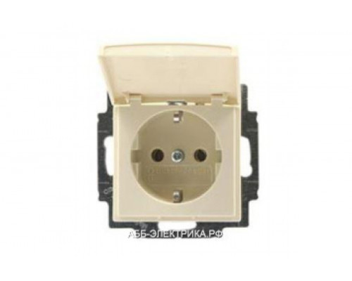 Розетка с/з с крышкой, цвет Бежевый, ABB Basic 55
