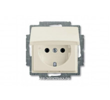 Розетка с/з с крышкой IP44, цвет Шале(белый), ABB Basic 55