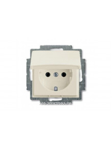 Розетка с/з с крышкой IP44, цвет Шале(белый), ABB Basic 55