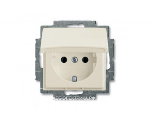 Розетка с/з с крышкой IP44, цвет Шале(белый), ABB Basic 55