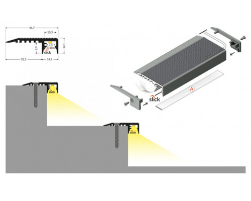 profil LED UP-MINI10 A 2000 anod.