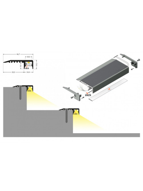 profil LED UP-MINI10 A 2000 anod.