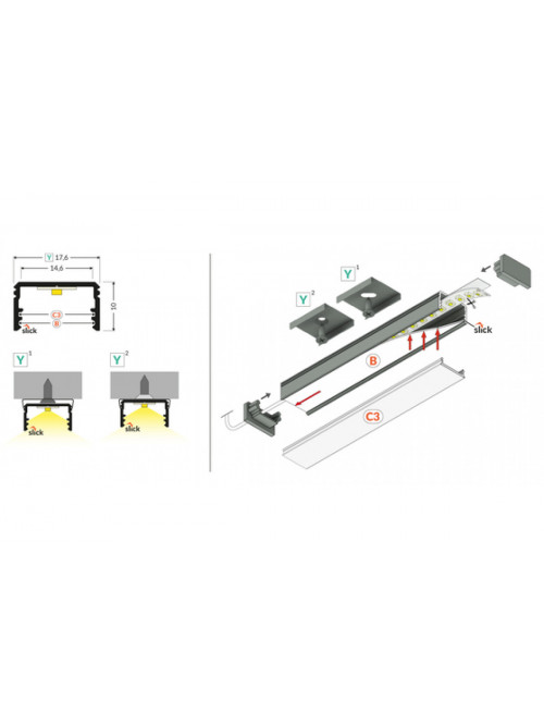 профиль LED UNI14 BC3/Y 4050 чёрный анодированный в упаковке