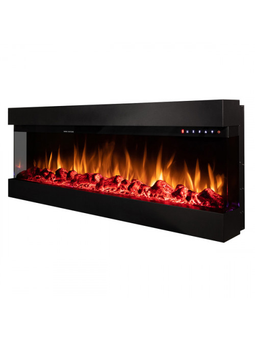 Встраиваемый/настенный 3D электрокамин Dalas 72, 493x1828x200 mm, 1500W, 30 цветовых сочетаний, Термостат, Дрова и кристаллы