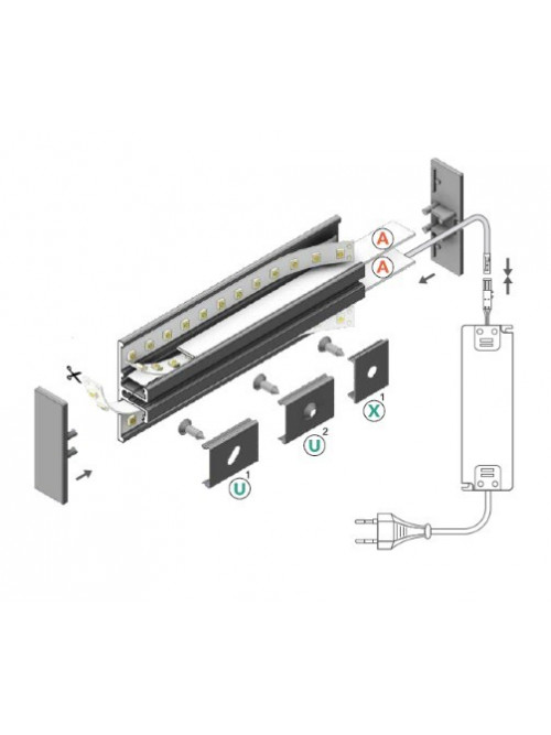 Profil LED aparent BACK 10, alb, lungime 2m