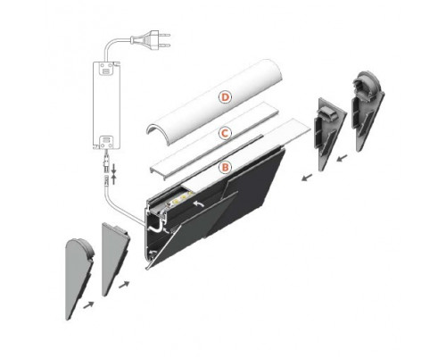 Profil LED aparent WALLE 12, Aluminiu anodizat, lungime 2m