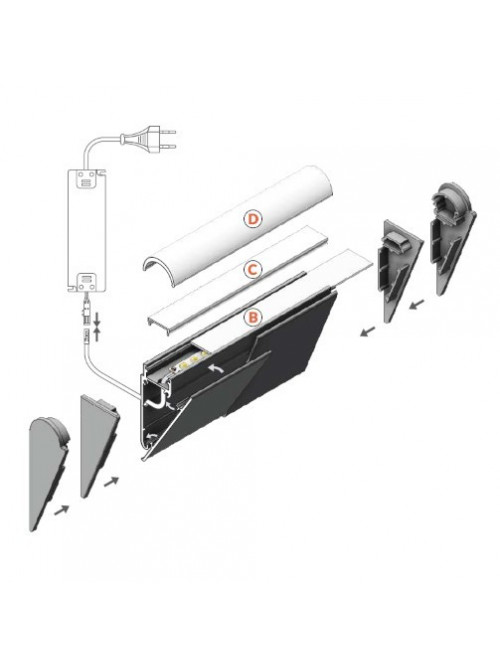 Profil LED aparent WALLE 12, Aluminiu anodizat, lungime 2m