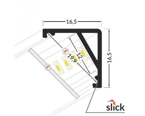 Profil LED de colț CABI 12, aluminiu anodizat, lungime 2m