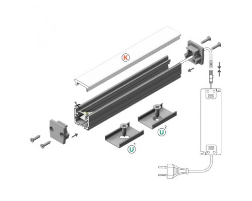 Profil LED de pardoseală FLOOR12, aluminiu anodizat, lungime 2m