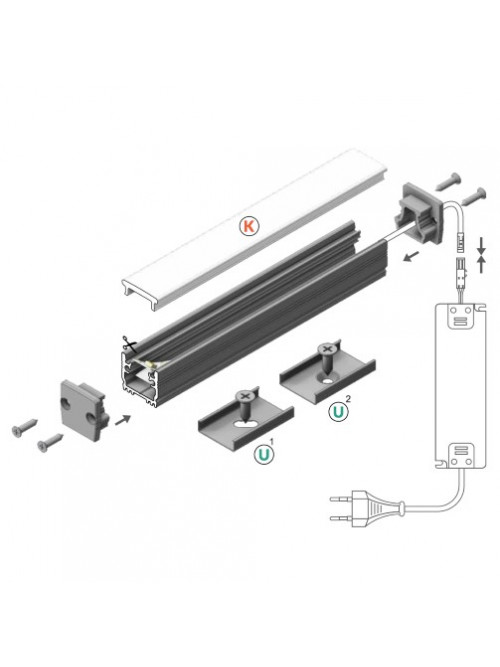 Profil LED de pardoseală FLOOR12, aluminiu anodizat, lungime 2m
