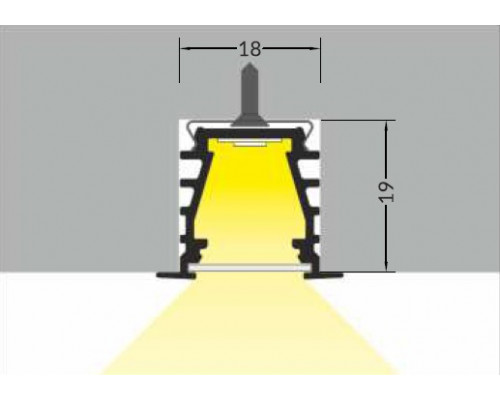 Profil LED încastrat DEEP 10, negru, lungime 2m