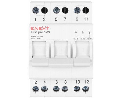 Выключатель нагрузки (1-0-2) DIN e.is3.pro.3.63, 3р, 63А
