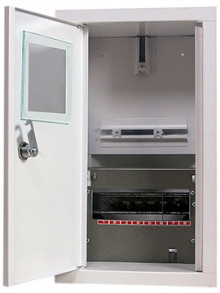 Шкаф e.mbox.stand.w.f1.08.z металлический, под 1-ф. счетчик, 8 мод., встраиваемый, с замком