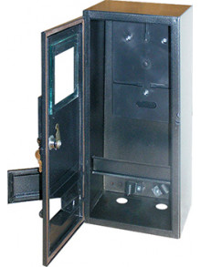 Шкаф e.mbox.stand.n.f1.6.z.str металлический, под 1-ф. счетчик, пустой, навесной, 6 мод.,с замком, уличный