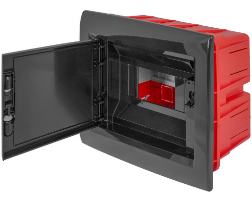 Корпус пластиковый на  8 модулей e.plbox.pro.w.08b.black встроенный, черный с непрозрачными дверями  IP40