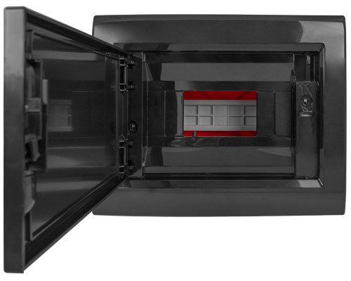 Корпус пластиковый на  8 модулей e.plbox.pro.w.08b.black встроенный, черный с непрозрачными дверями  IP40