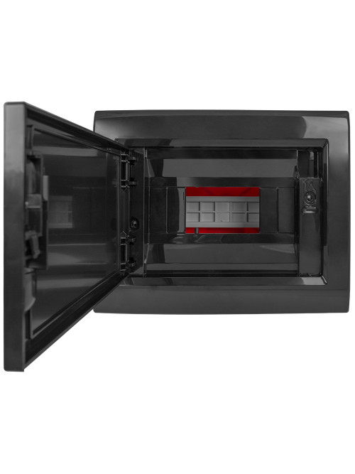 Корпус пластиковый на  8 модулей e.plbox.pro.w.08b.black встроенный, черный с непрозрачными дверями  IP40