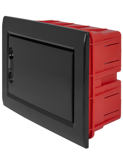 Корпус пластиковый на  8 модулей e.plbox.pro.w.08b.black встроенный, черный с непрозрачными дверями  IP40