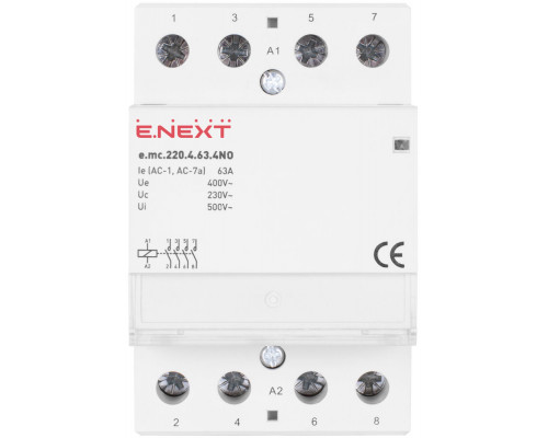 Контактор модульный на DIN-рейку e.mc.220.4.63.4NO, 4р, 63А, 4NO, 220В