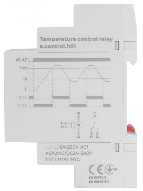 Реле контроля температуры  e.control.h01, 16A, АС/DC 24-240, -5…+40 °С