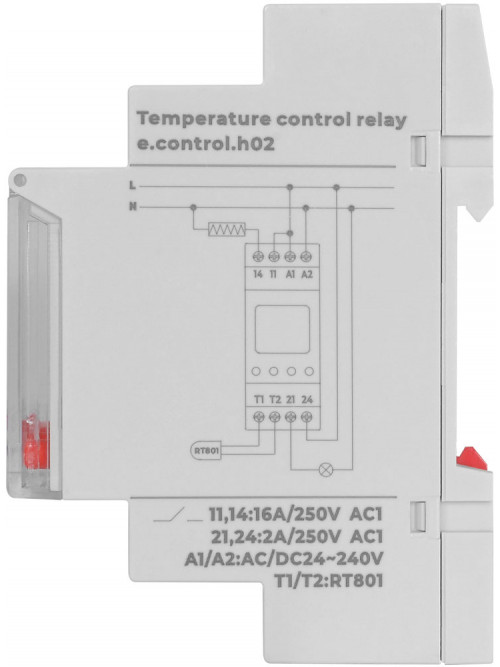 Реле контроля температуры программируемое  e.control.h02, 16A, АС/DC 24-240, -25…+130 °С