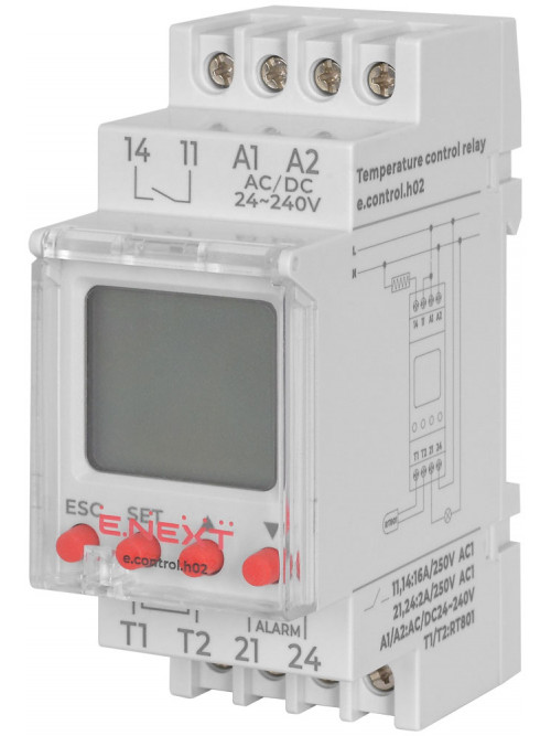 Реле контроля температуры программируемое  e.control.h02, 16A, АС/DC 24-240, -25…+130 °С