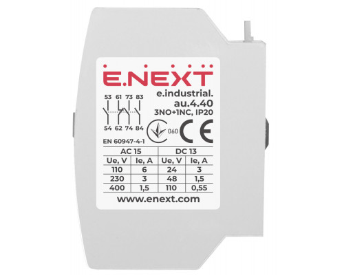 Контакт дополнительный e.industrial.au.4.40, 4no