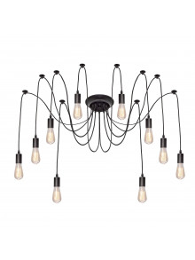ЛЮСТРА PAUC SPIDER LOFT 1,8 М E27 10 РОЗЕТОК ЧЕРНЫЙ МЕТАЛЛ ПВХ