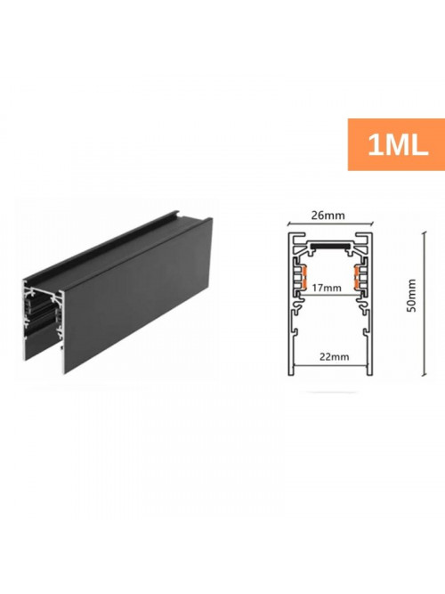 Track sina magnetica aplicata 22mm 1M 48VDC neagra Mondo Luce