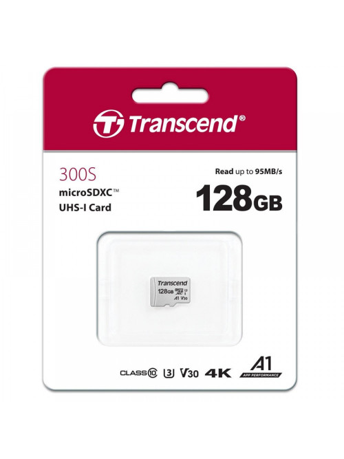 Карта памяти MicroSD Transcend TS128GUSD300S, 128Gb, Class 10 UHS-I (U3), (R/W:95/45MB/s)