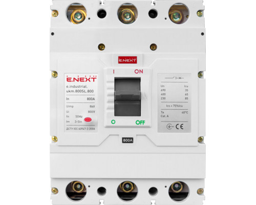 Шкафной автоматический выключатель e.industrial.ukm.800SL.800, 3р, 800А