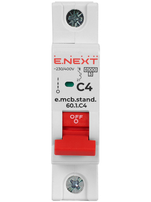 Модульный автоматический выключатель e.mcb.stand.60.1.C4, 1р, 4А, C, 6кА