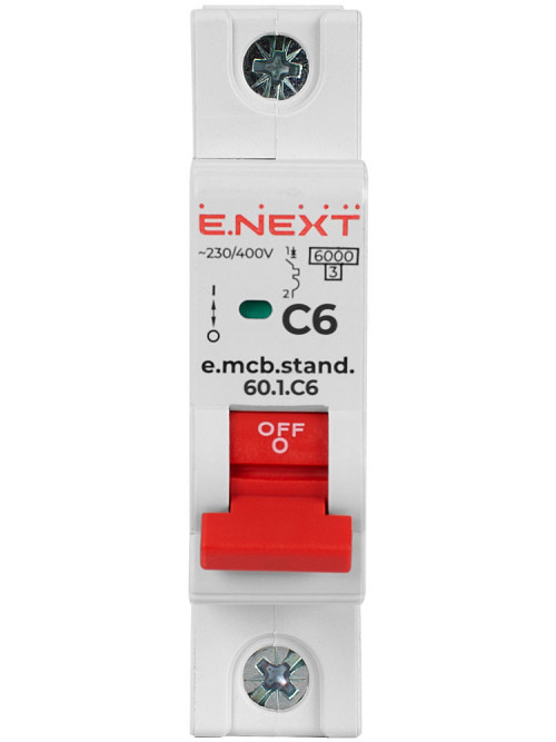 Модульный автоматический выключатель e.mcb.stand.60.1.C6, 1р, 6А, C, 6кА