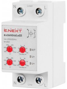 Реле контроля напряжения e.control.v01, 25А, однофазное
