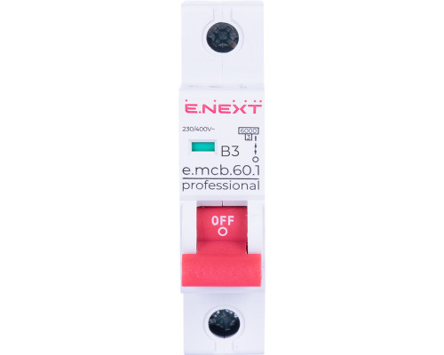 Модульный автоматический выключатель e.mcb.pro.60.1.B 3 new, 1р, 3А, В, 6кА, new