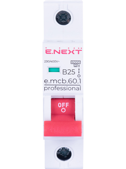Модульный автоматический выключатель e.mcb.pro.60.1.B 25 new, 1р, 25А, В, 6кА, new