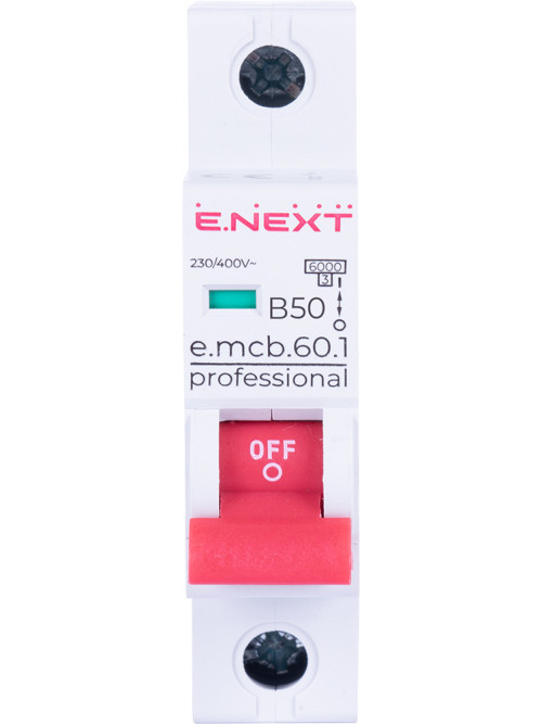 Модульный автоматический выключатель e.mcb.pro.60.1.B 50 new, 1р, 50А, В, 6кА, new