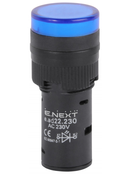 Светодиодный индикатор e.ad22.230.blue Ø22мм 230В АС синий