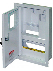 Шкаф e.mbox.stand.w.f1.10.z.e металлический, под 1-ф. электронный счетчик, 10 мод., встраиваемый, с замком