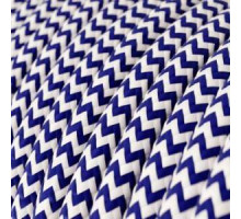 Fir textil retro rotund 2×0,75 zigzag alb/albastru Italia