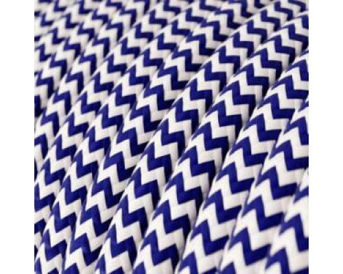 Fir textil retro rotund 2×0,75 zigzag alb/albastru Italia