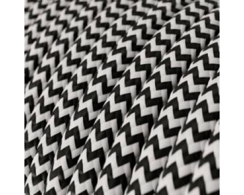 Fir textil retro rotund 2×0,75 zigzag alb/negru Italia