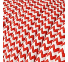 Fir textil retro rotund 2×0,75 zigzag alb/rosu Italia