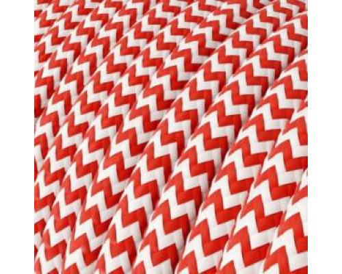 Fir textil retro rotund 2×0,75 zigzag alb/rosu Italia