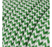 Fir textil antic 2×0,75 zigzag verde/alb retro