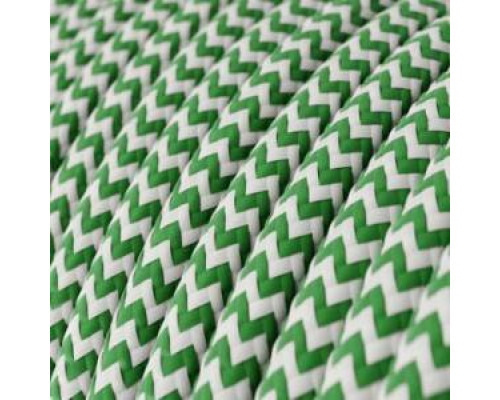 Fir textil antic 2×0,75 zigzag verde/alb retro