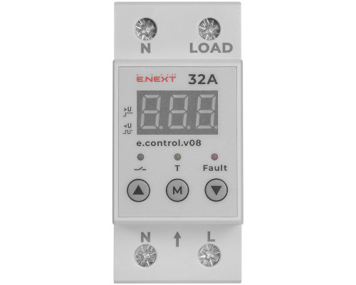 Реле контроля напряжения 32А e.control.v08, с индикацией