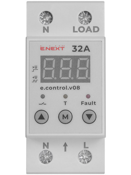 Реле контроля напряжения 32А e.control.v08, с индикацией