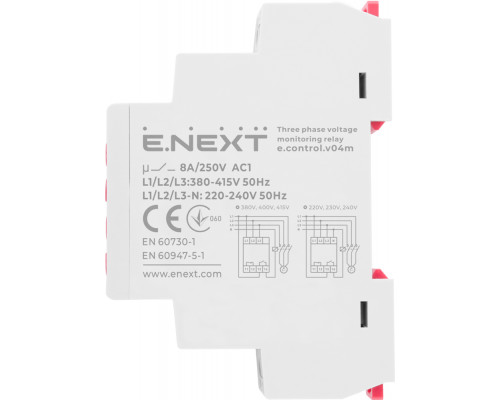 Реле контроля напряжения  e.control.v04m, трехфазное
