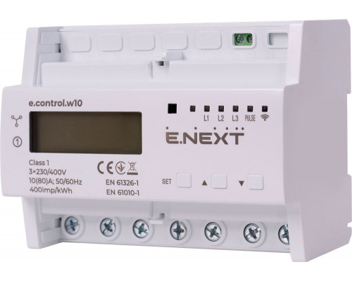 Счетчик трехфазный e.control.w10 10(80)А электронный класс 1.0 (некомерч.) многофункциональный